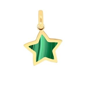 14k Italian Gold Genuine Malachite Star Charm Pendant